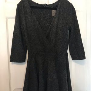 Wrap style wool skater dress